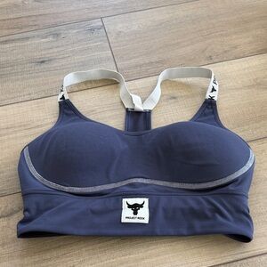 Under Armour Project Rock Infinity Mid Sports Bra Tempered Steel/Summit – Medium